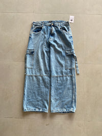 MULTI POCKET WIDE LEG BAGGY DENIM - M