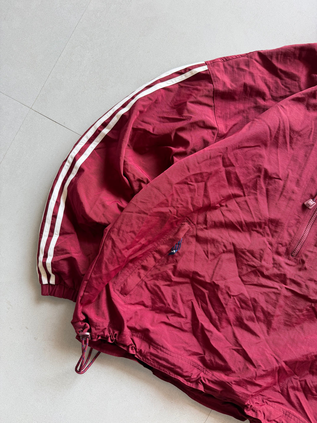 90S ADIDAS STRIPED HOODED JACKET - XXL
