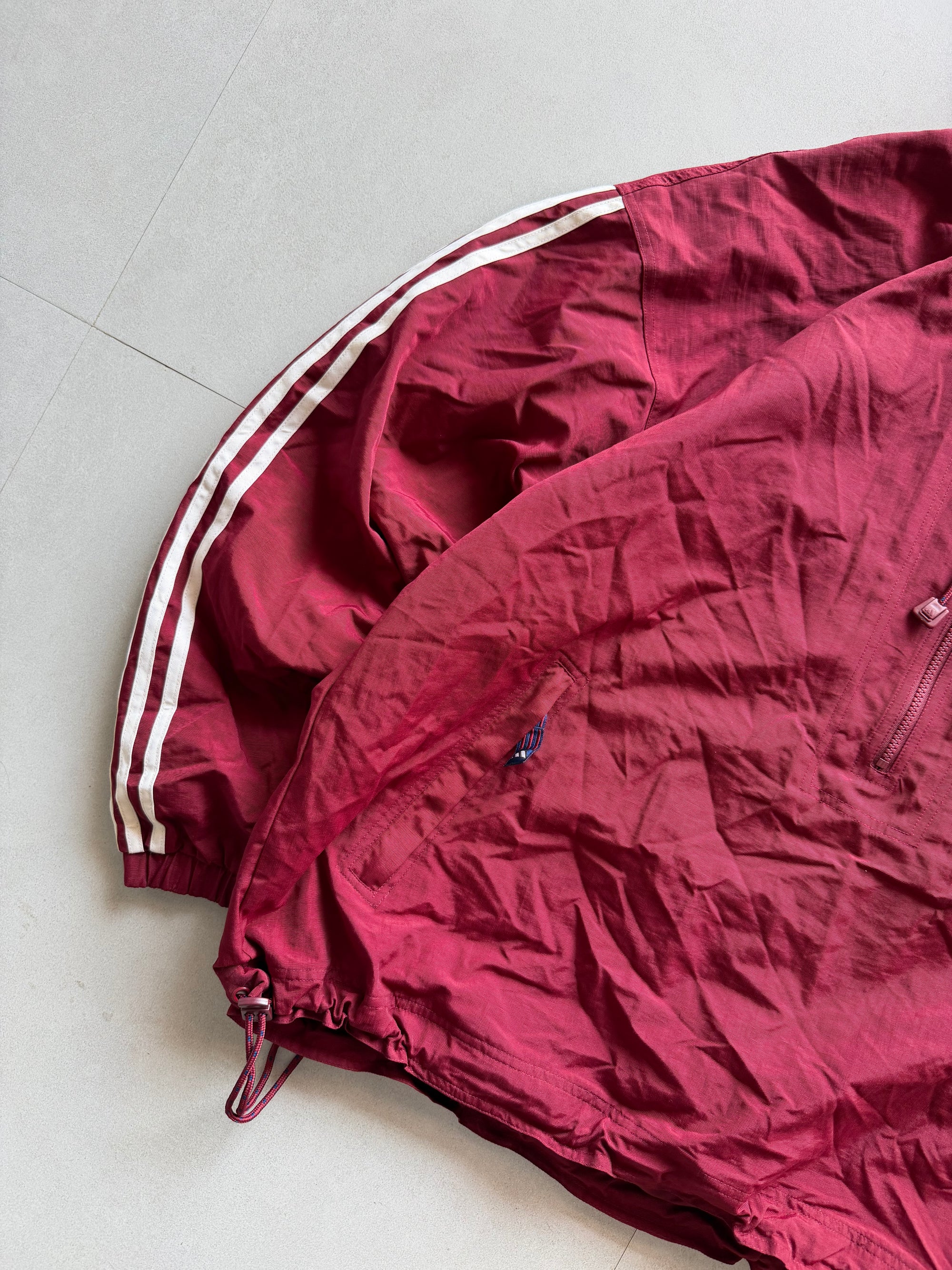 90S ADIDAS STRIPED HOODED JACKET - XXL