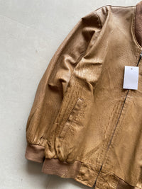 BROWN BOMBER LEATHER JACKET - M