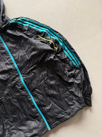 ADIDAS STRIPED HOODED JACKET - M