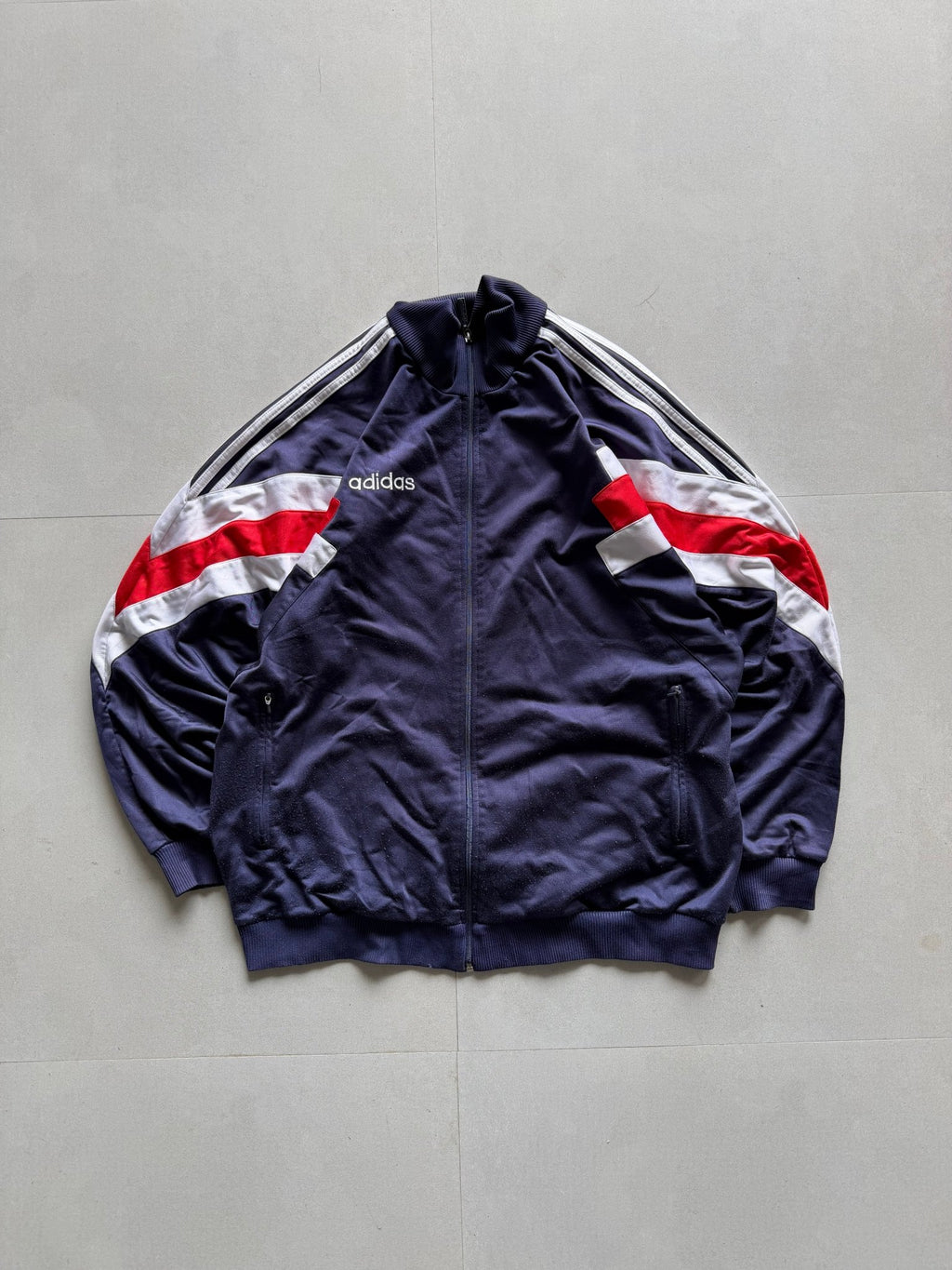 90S ADIDAS STRIPEED JACKET - XL - Aged Arc