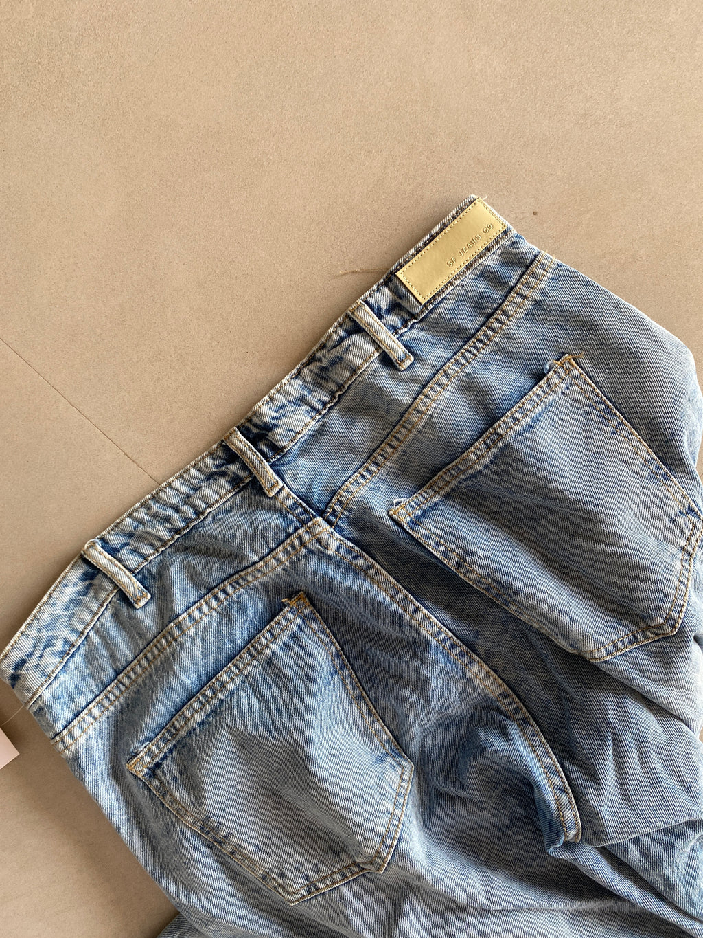 MULTI POCKET WIDE LEG BAGGY DENIM - M