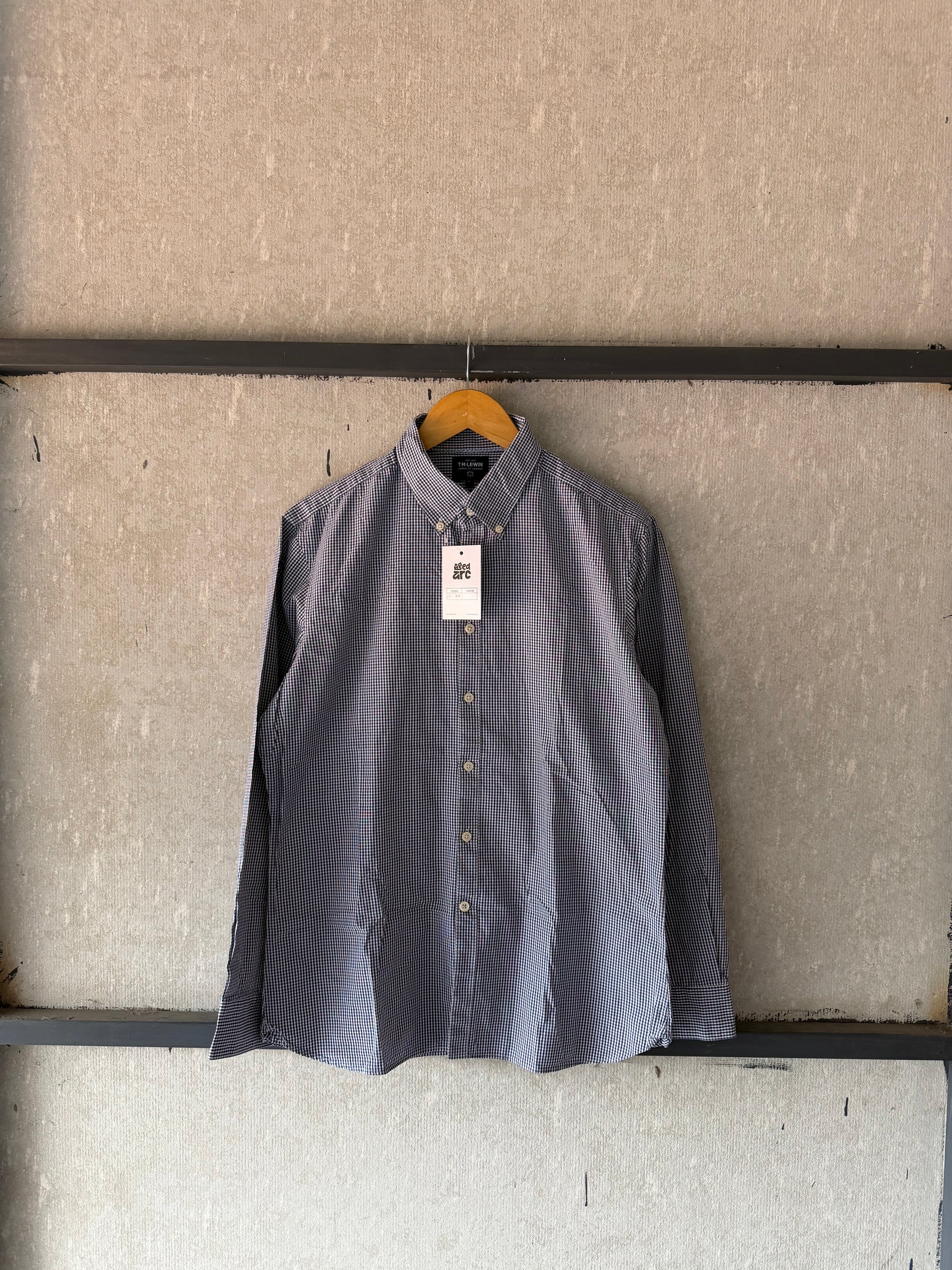 TM LEWIN CHECKERD SHIRT - L ST39
