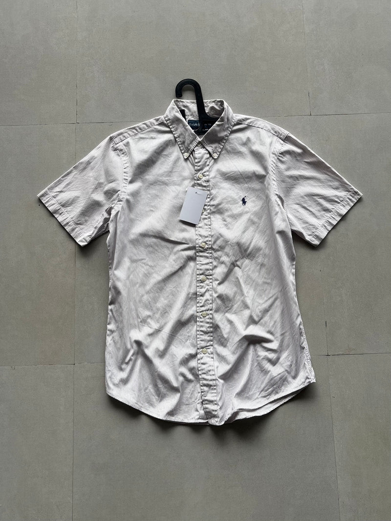 RALPH LAUREN STRIPED HALF SLEEVE SHIRT - M