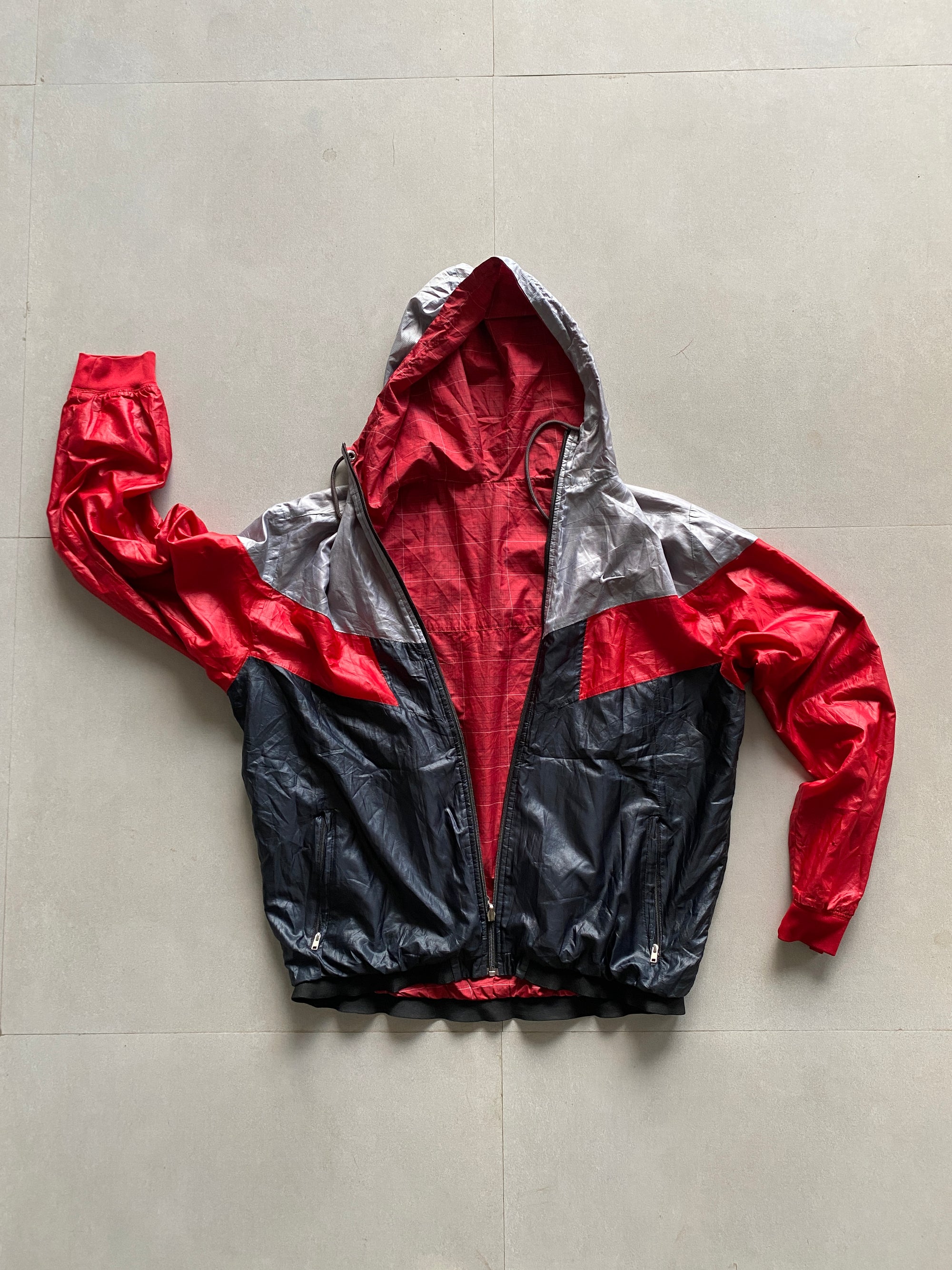 00s NIKE ATHLETIC HOODED REVERSIBLE JACKET - XL