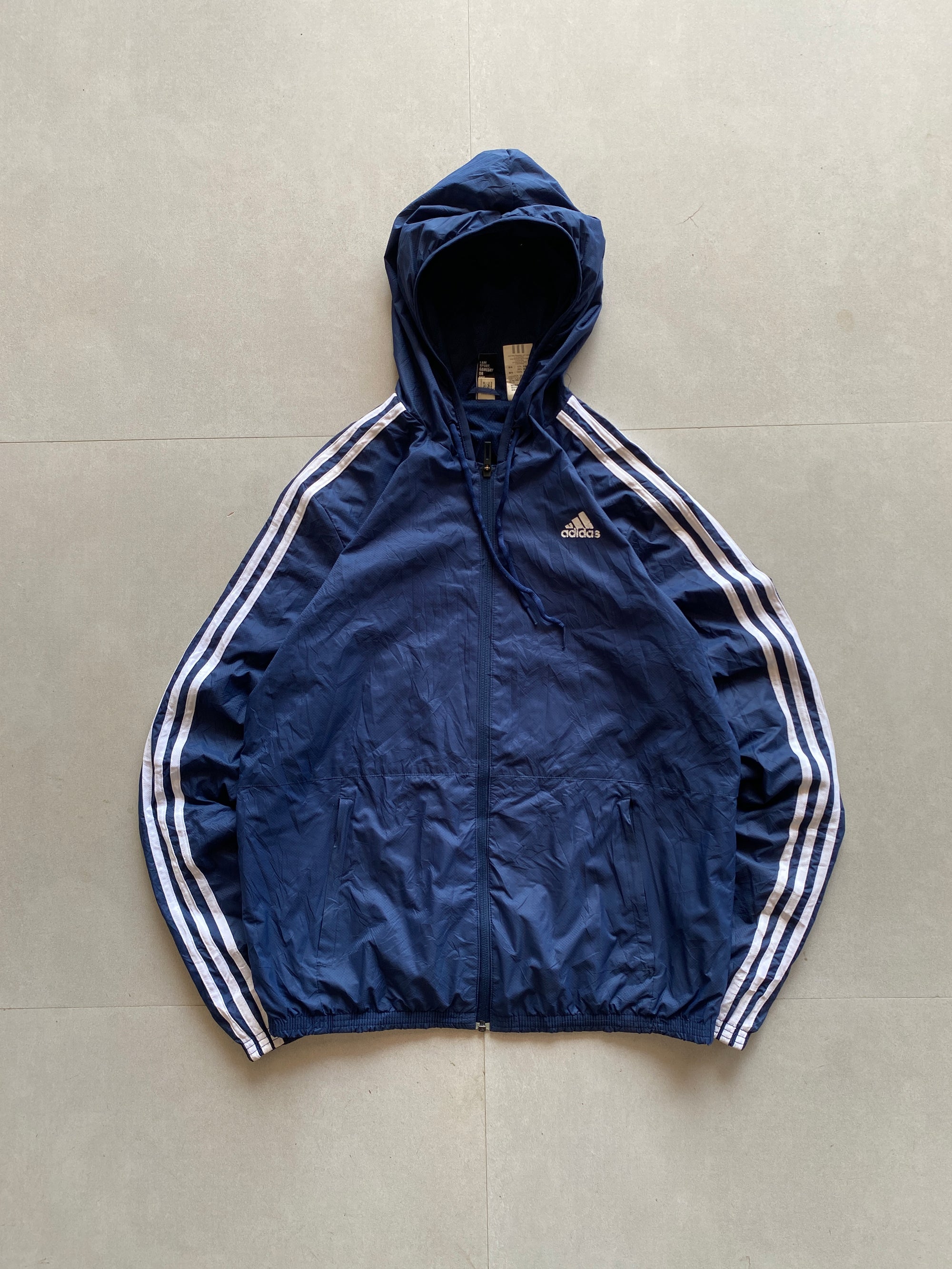 ADIDAS STRIPED HOODED JACKET - M