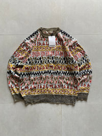 PRINTED KNIT SWEATER - M