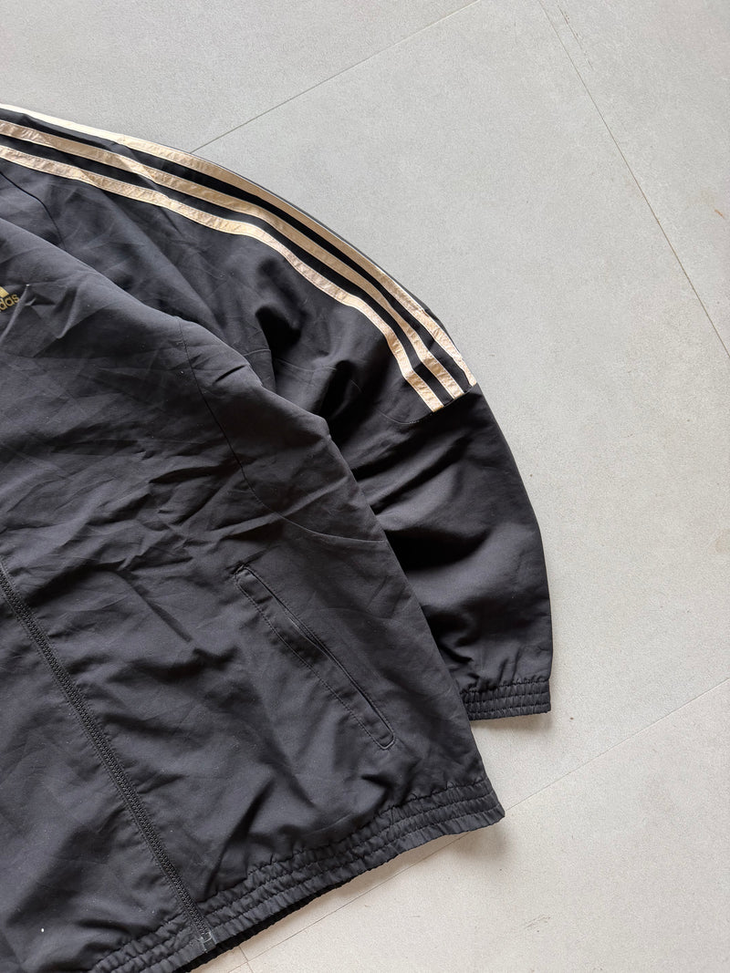 ADIDAS STRIPED HOODED JACKET - L