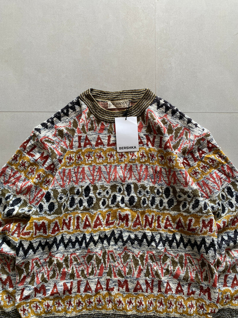 PRINTED KNIT SWEATER - M