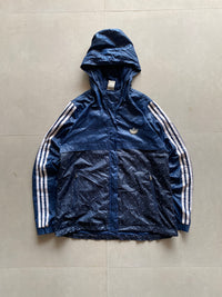 ADIDAS STRIPED HOODED JACKET - M