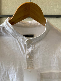 H CONNECT LINEN HALF PLACKET SHIRT - M