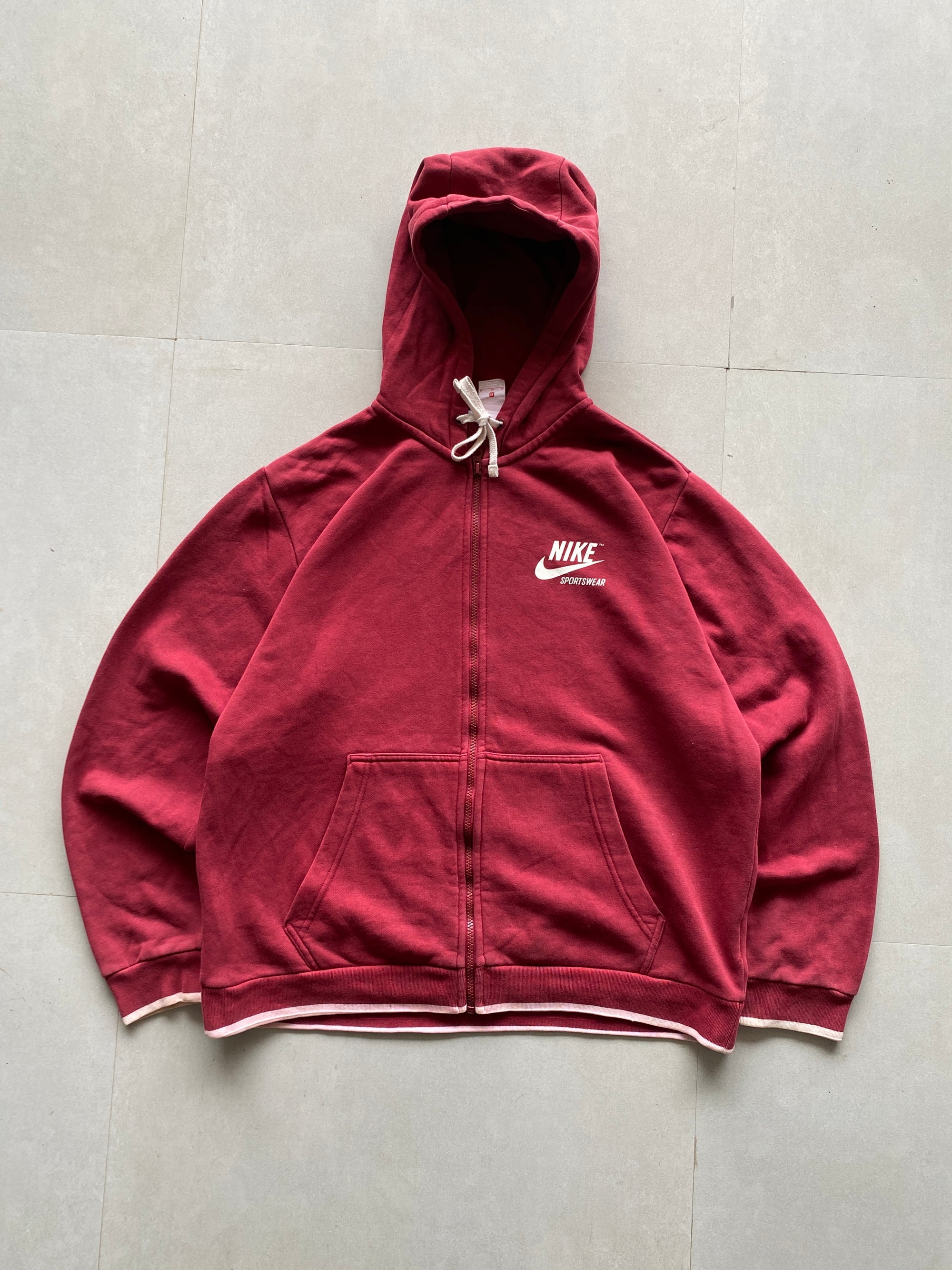 VINTAGE NIKE BIG LOGO ZIPPER HOODIE - L