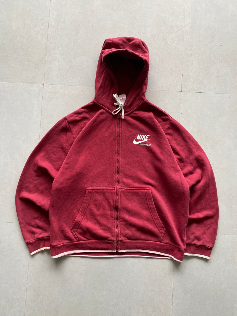 VINTAGE NIKE BIG LOGO ZIPPER HOODIE - L