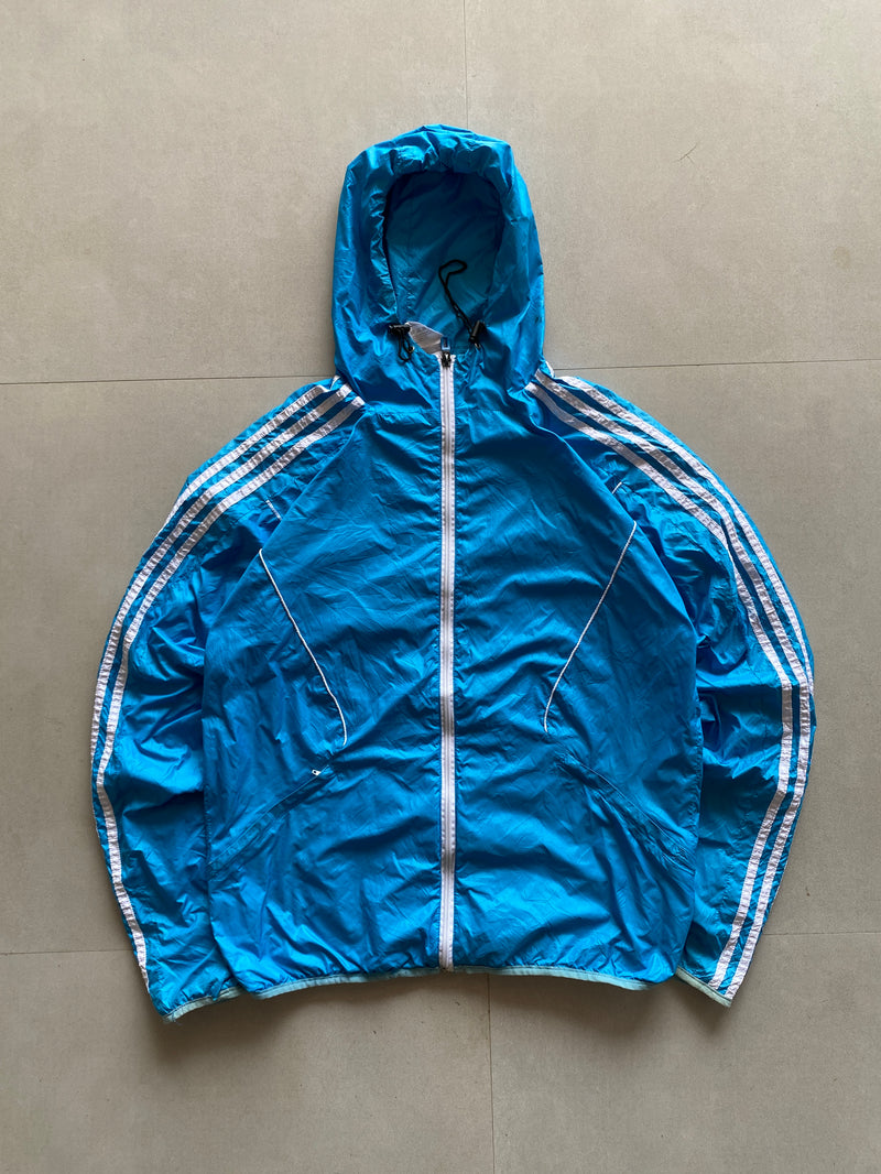 ADIDAS STRIPED HOOD JACKET - M