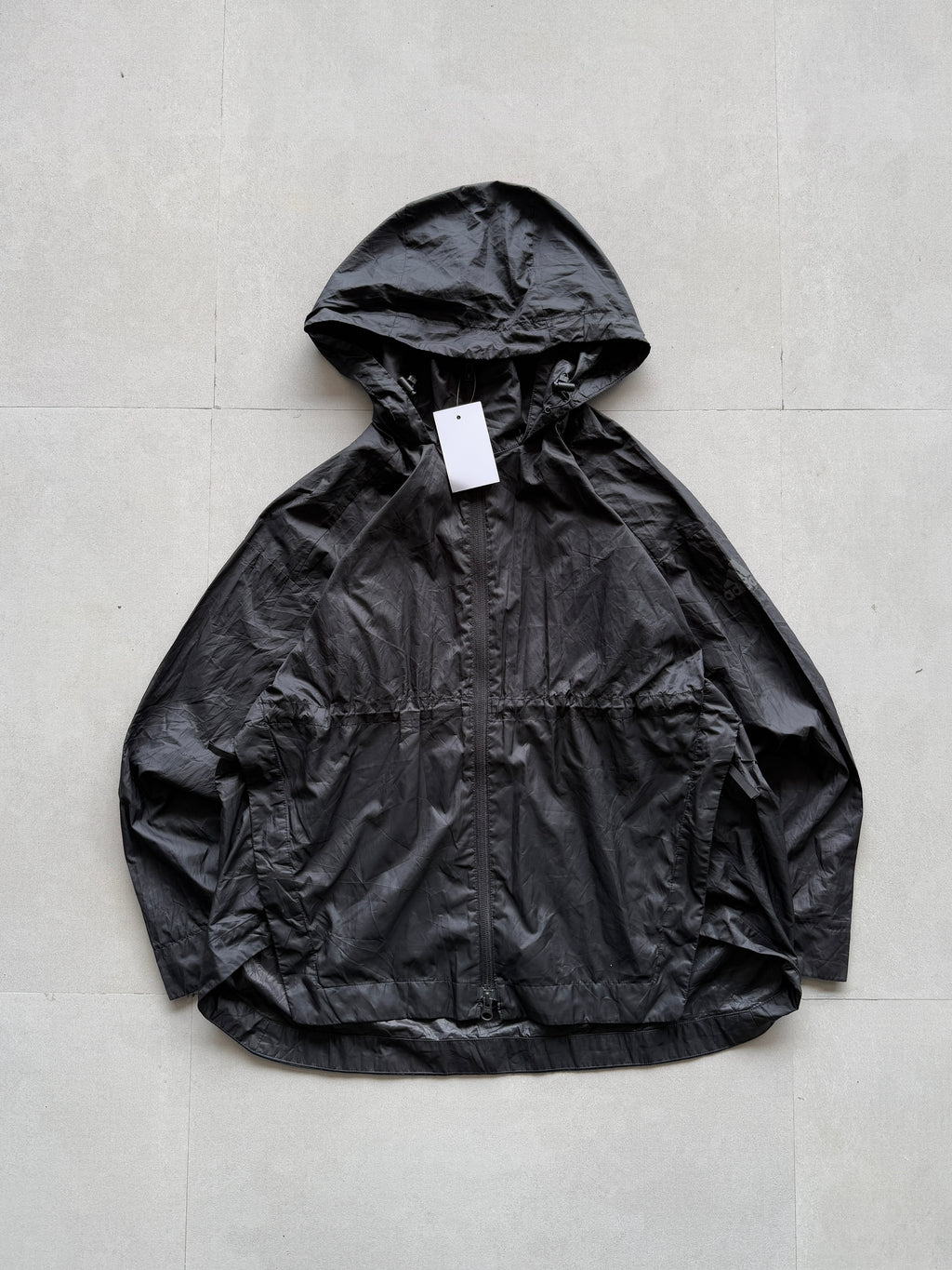 ADIDAS BLACK PACKABLE HOODED JACKET - M