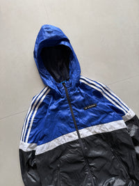 ADIDAS STRIPED HOODED JACKET - M