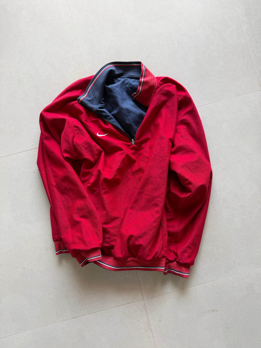 90S NIKE QUARTER ZIP REVERSIBLE JACKET - L