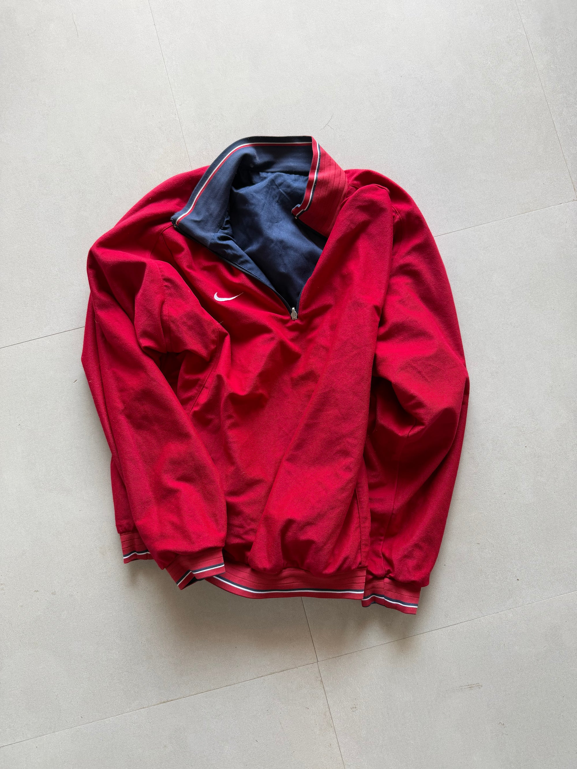 90S NIKE QUARTER ZIP REVERSIBLE JACKET - L