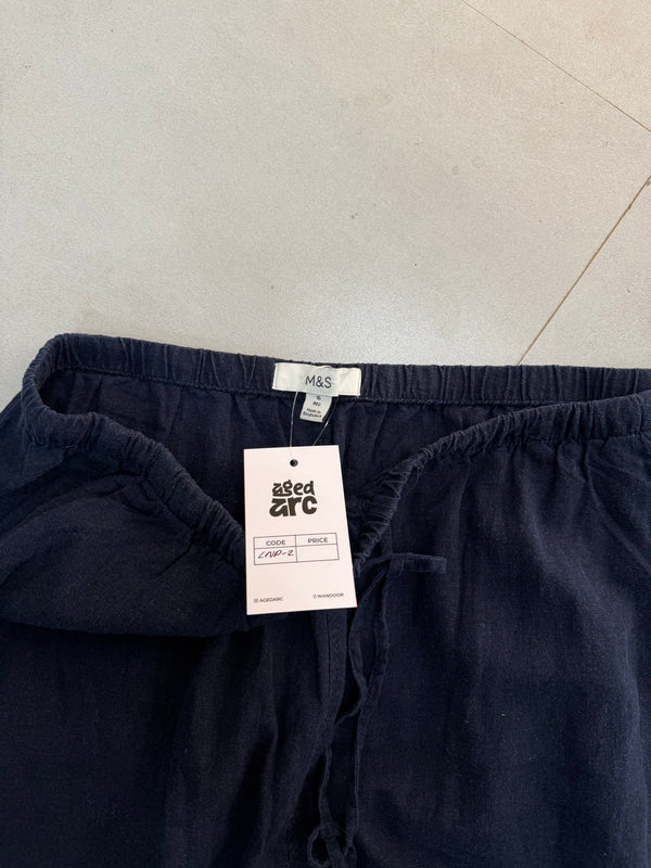 M&S BAGGY LINEN PANT - L