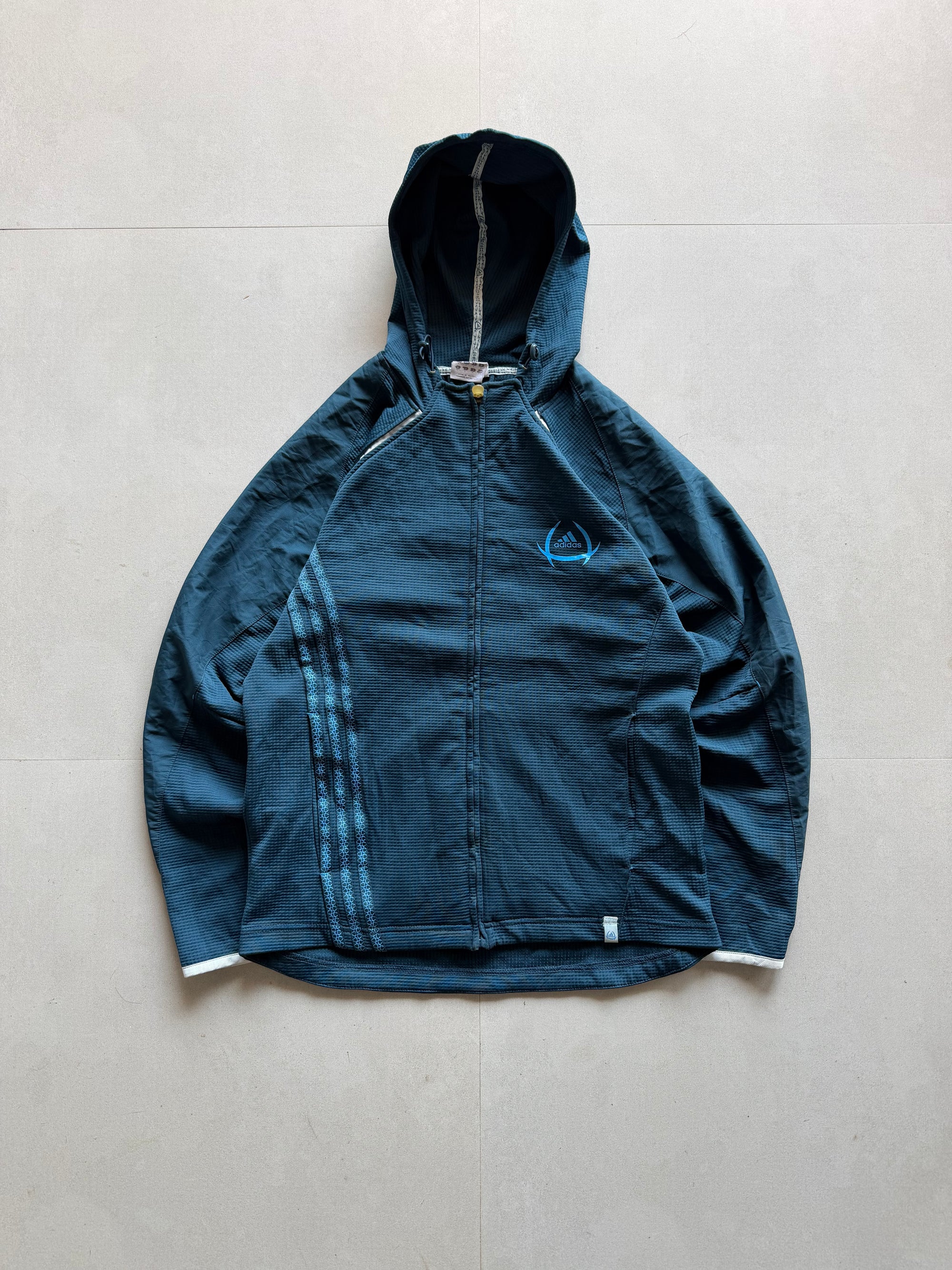 ADIDAS STRIPED HOODED JACKET - M