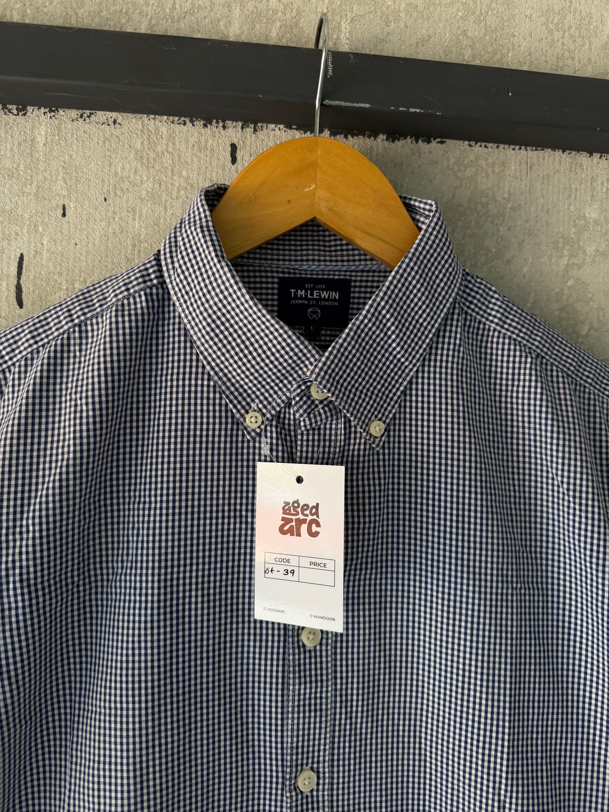 TM LEWIN CHECKERD SHIRT - L ST39