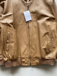 BROWN BOMBER LEATHER JACKET - M