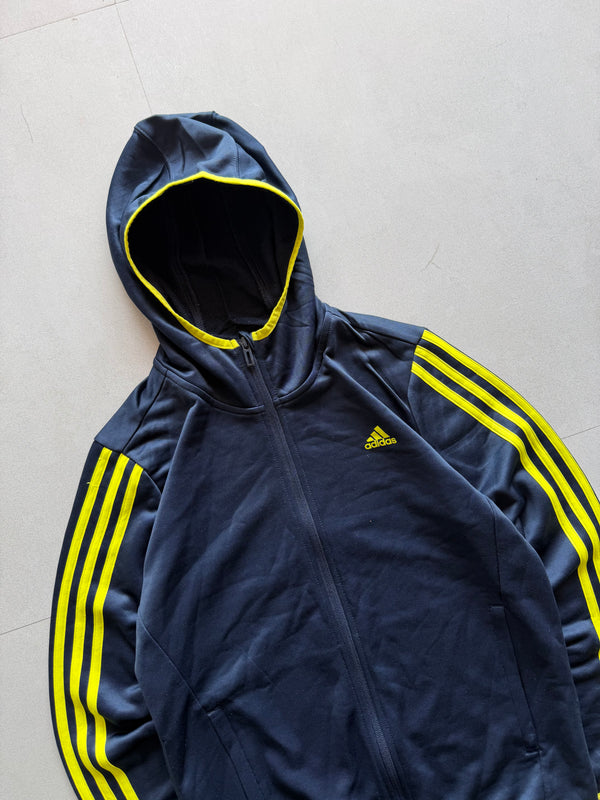 ADIDAS STRIPED HOODED JACKET - XS
