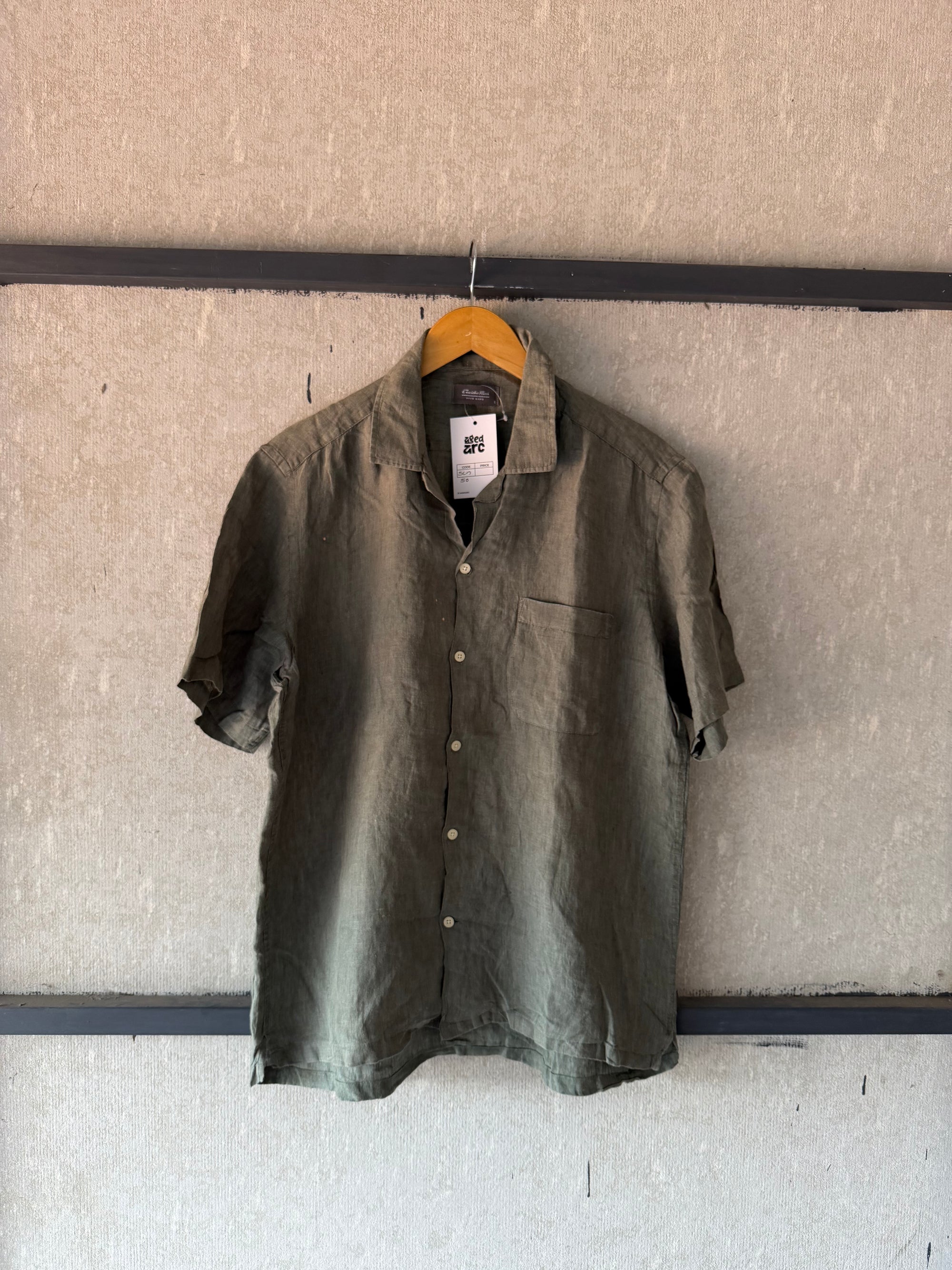 PURE LINEN HALF SLEEVE SHIRT - L