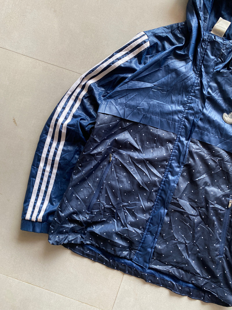ADIDAS STRIPED HOODED JACKET - M