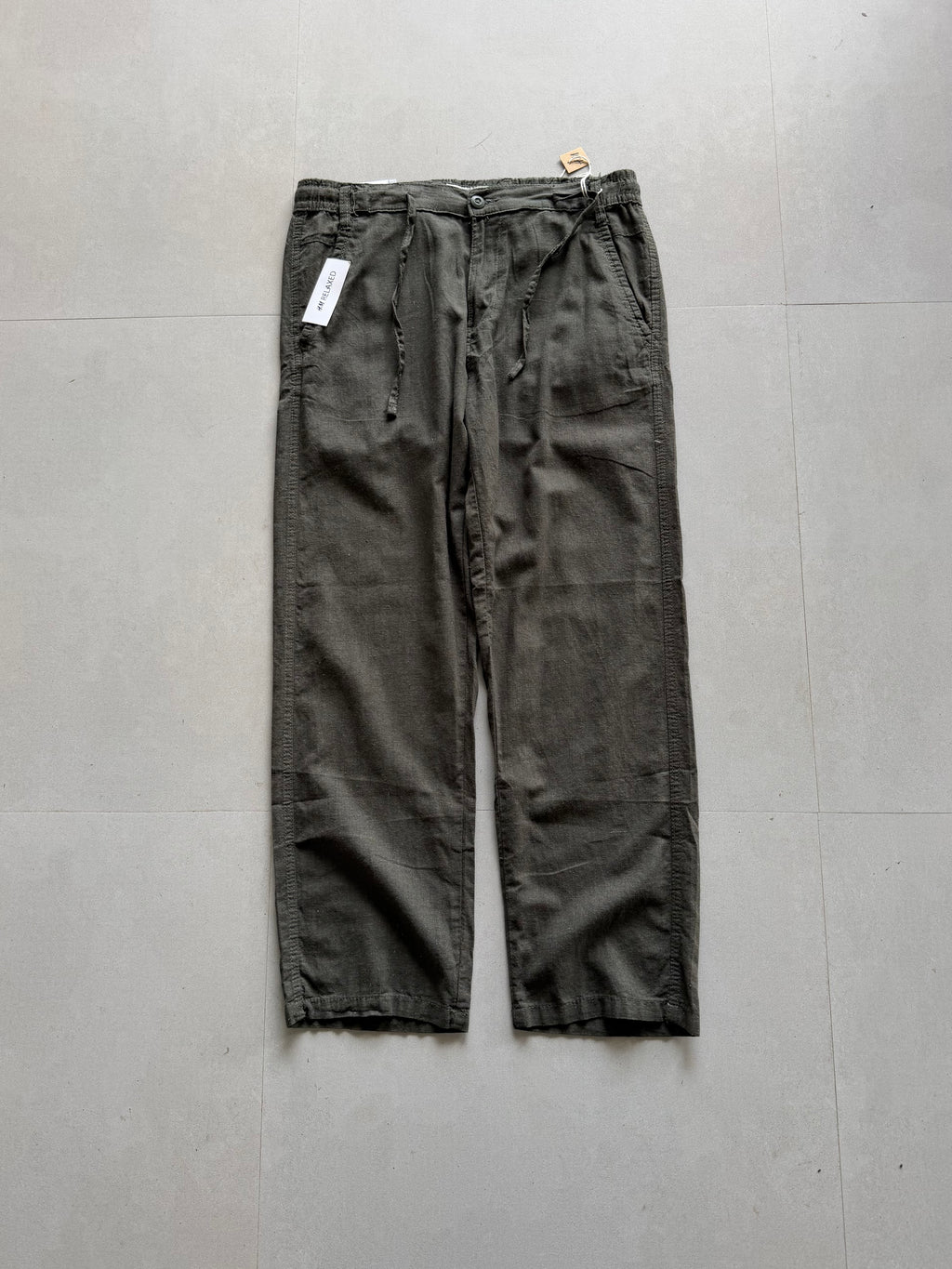H&M GREEN LINEN PANT - M