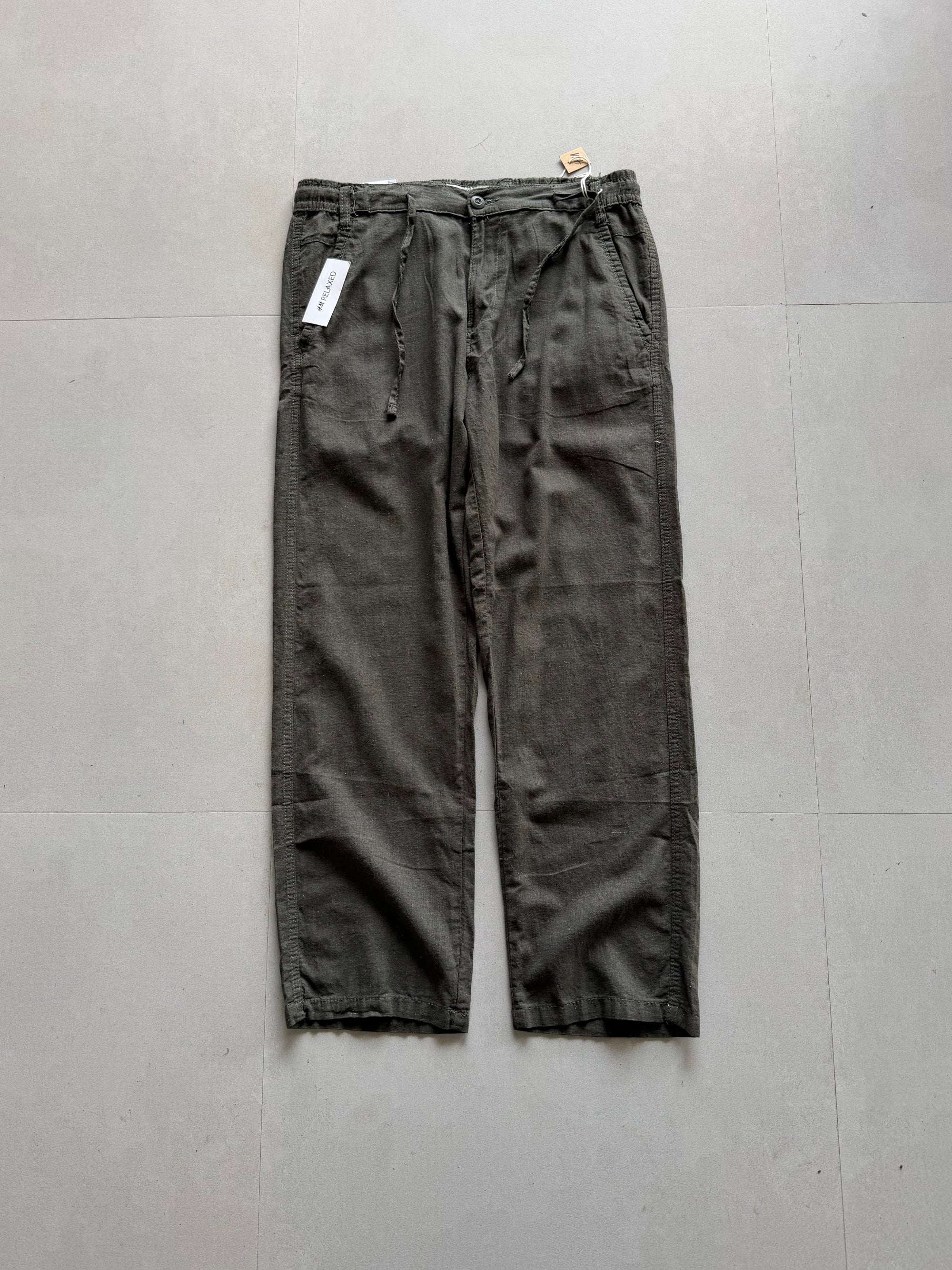 H&M GREEN LINEN PANT - M
