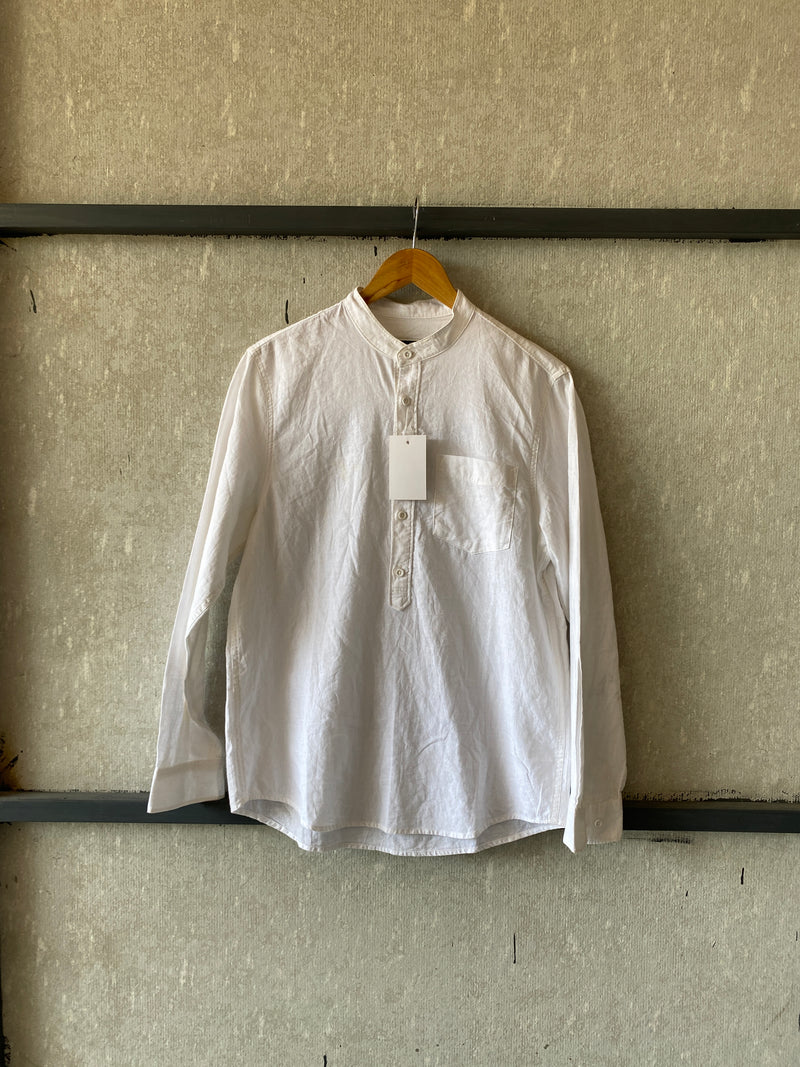 H CONNECT LINEN HALF PLACKET SHIRT - M