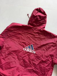 90S ADIDAS STRIPED HOODED JACKET - XXL