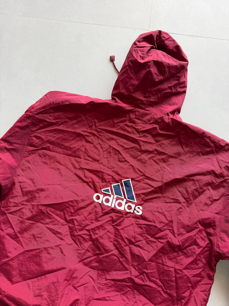 90S ADIDAS STRIPED HOODED JACKET - XXL