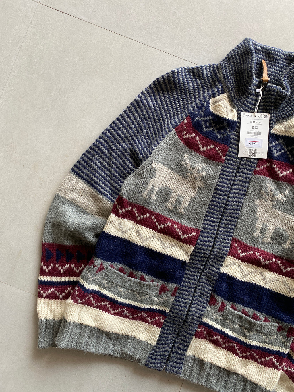 PRINTED KNIT ZIPPER - XS