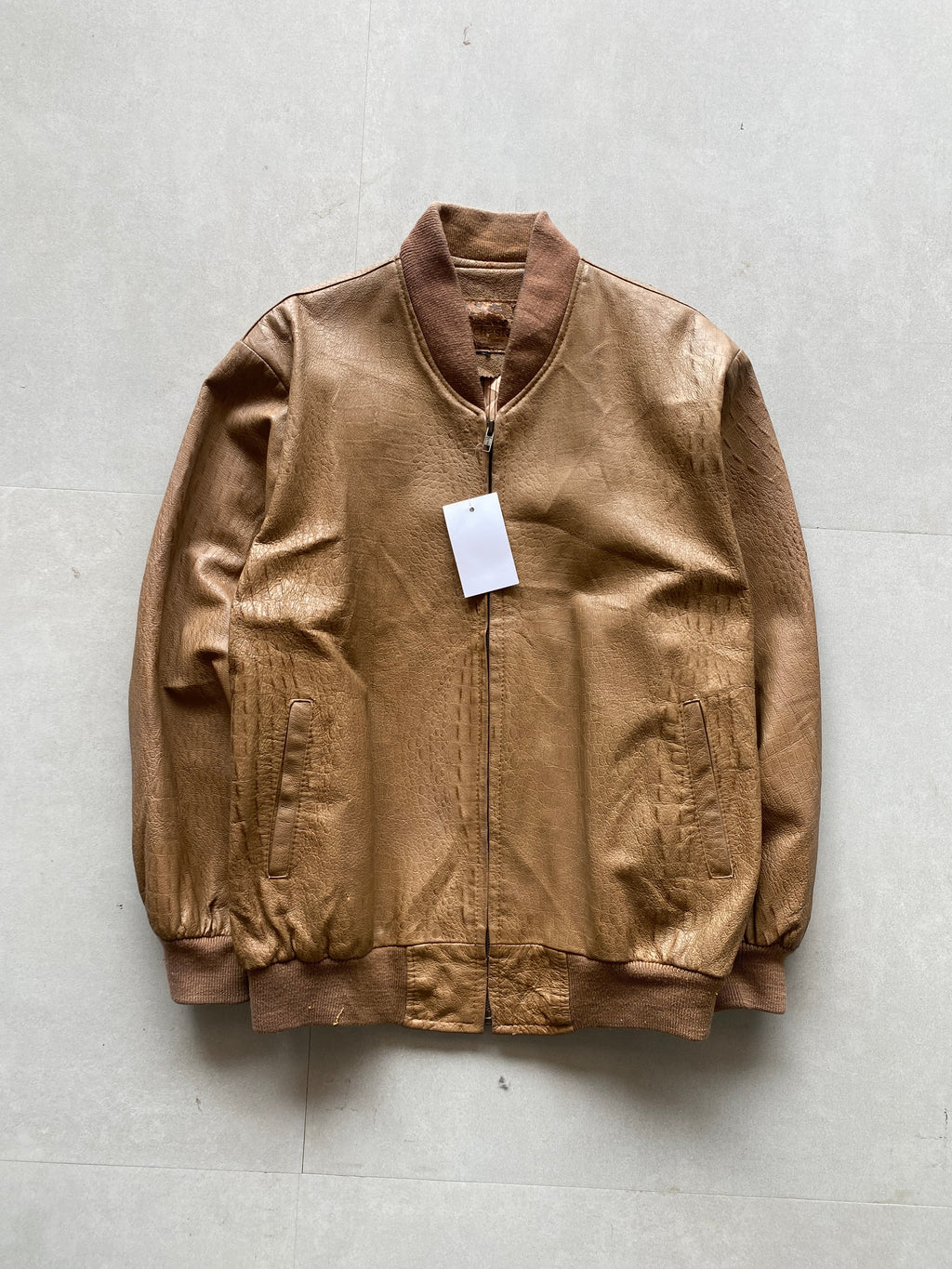 BROWN BOMBER LEATHER JACKET - M