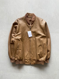 BROWN BOMBER LEATHER JACKET - M