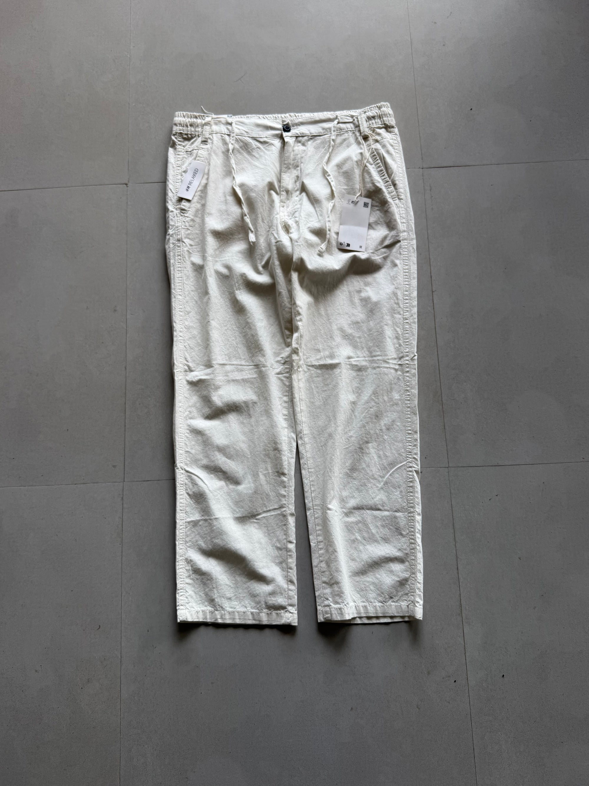 H&M WHITE LINEN PANT - L