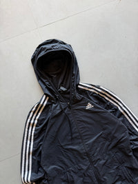 ADIDAS STRIPED HOODED JACKET - M