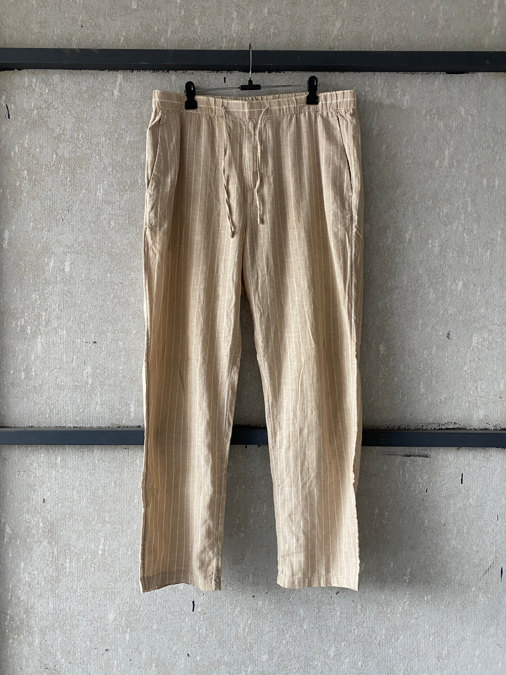 H&M STRIPED LINEN PANT - L