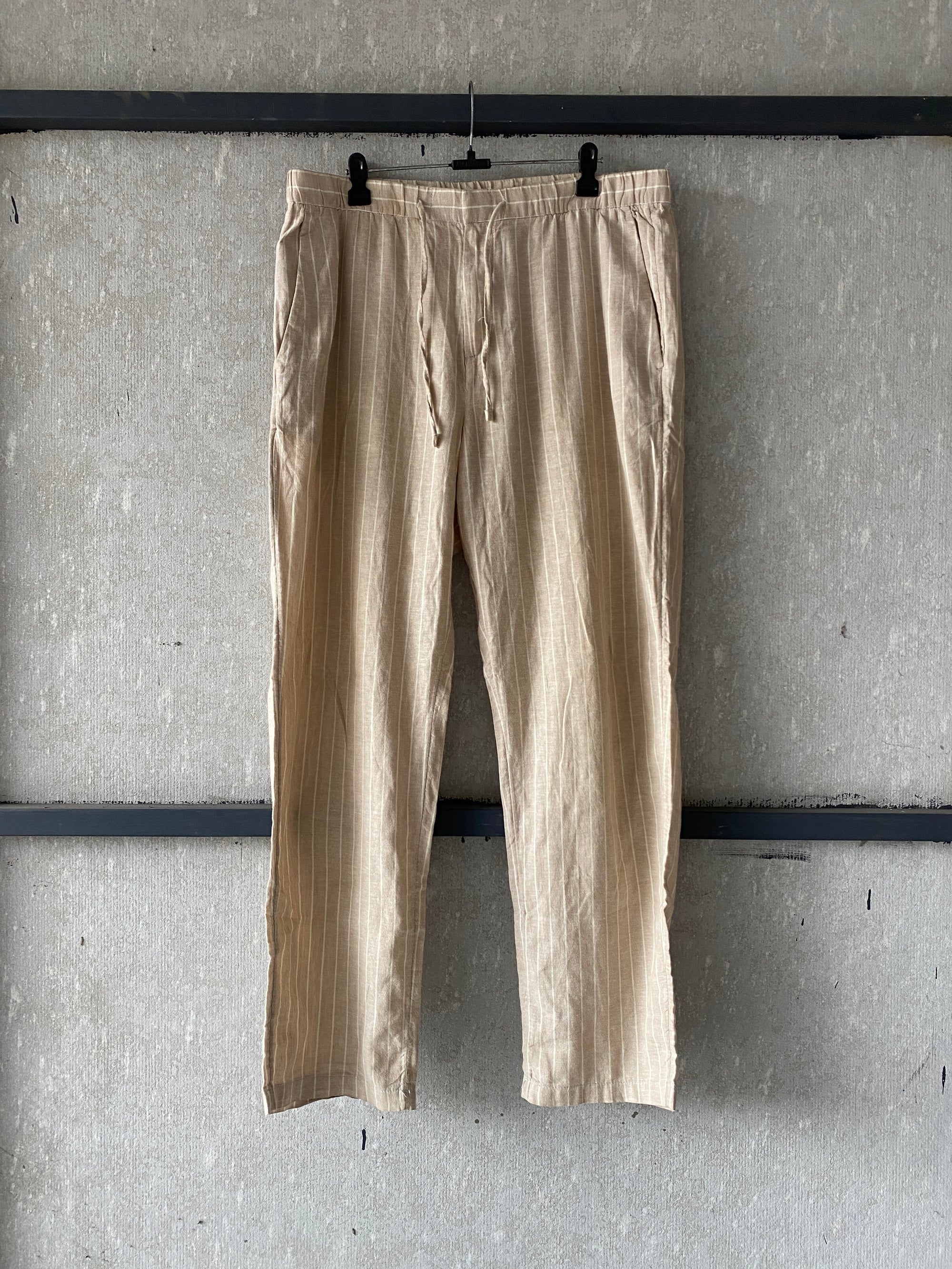 H&M STRIPED LINEN PANT - L
