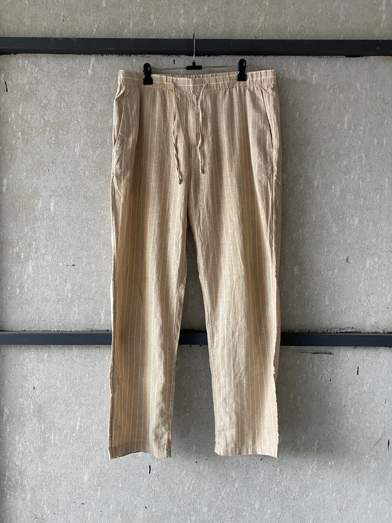 H&M STRIPED LINEN PANT - L