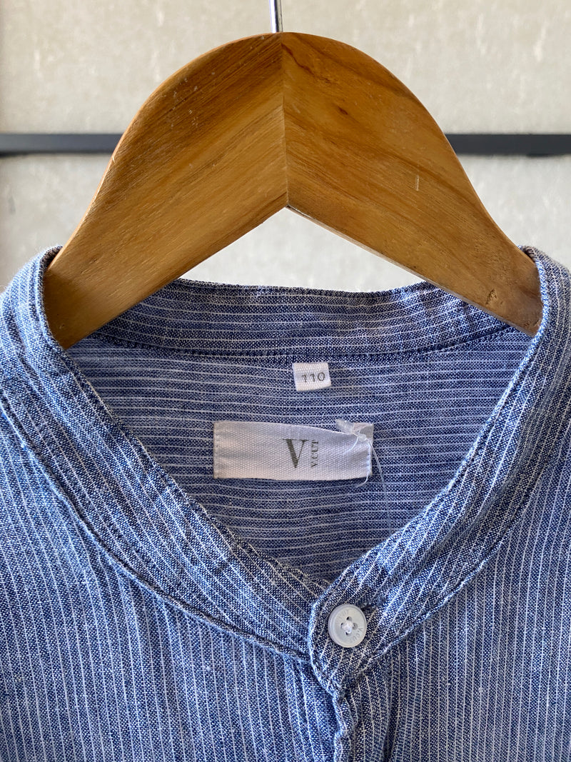 V CUT LINEN SHIRT - L