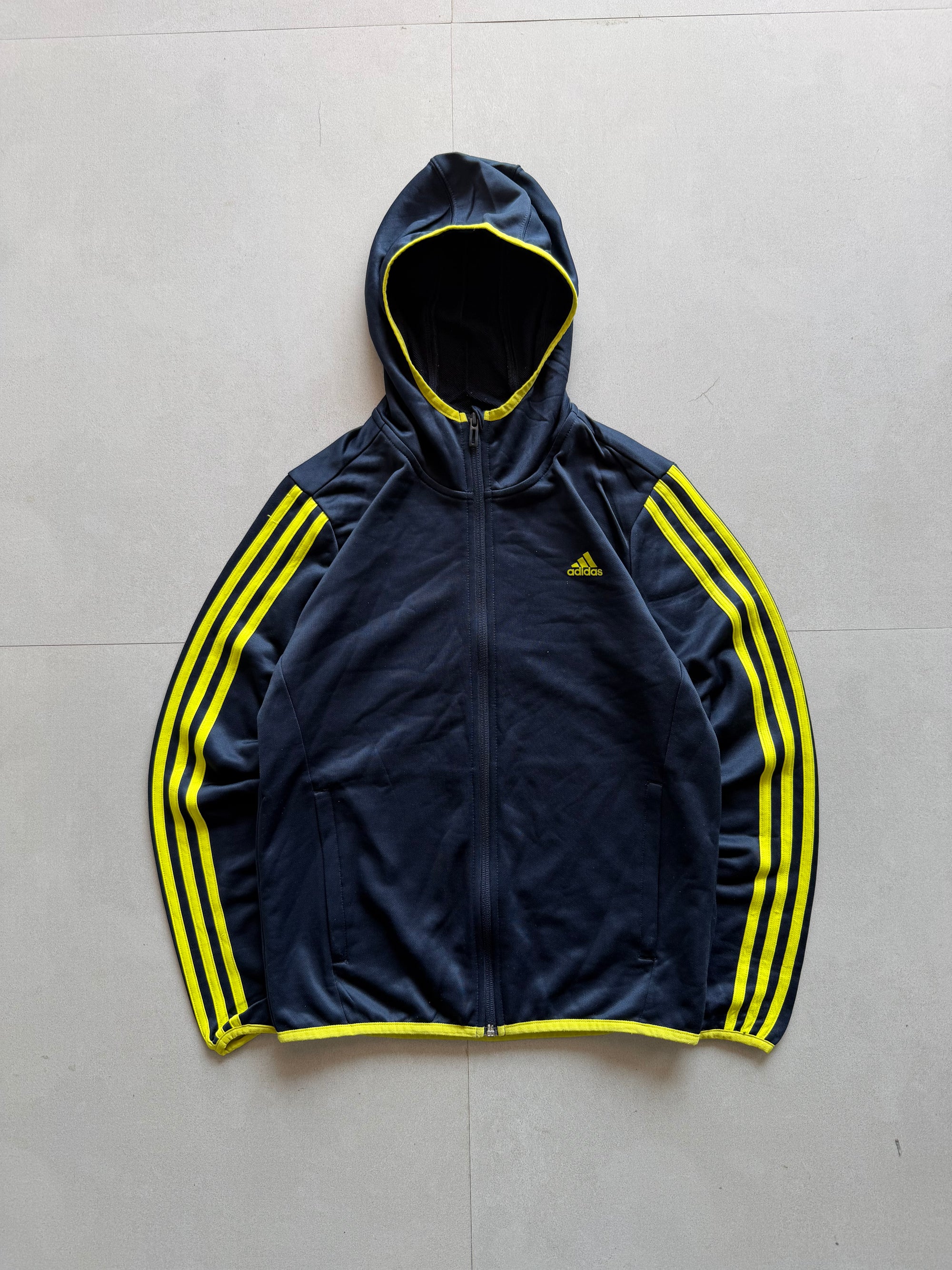 ADIDAS STRIPED HOODED JACKET - XS