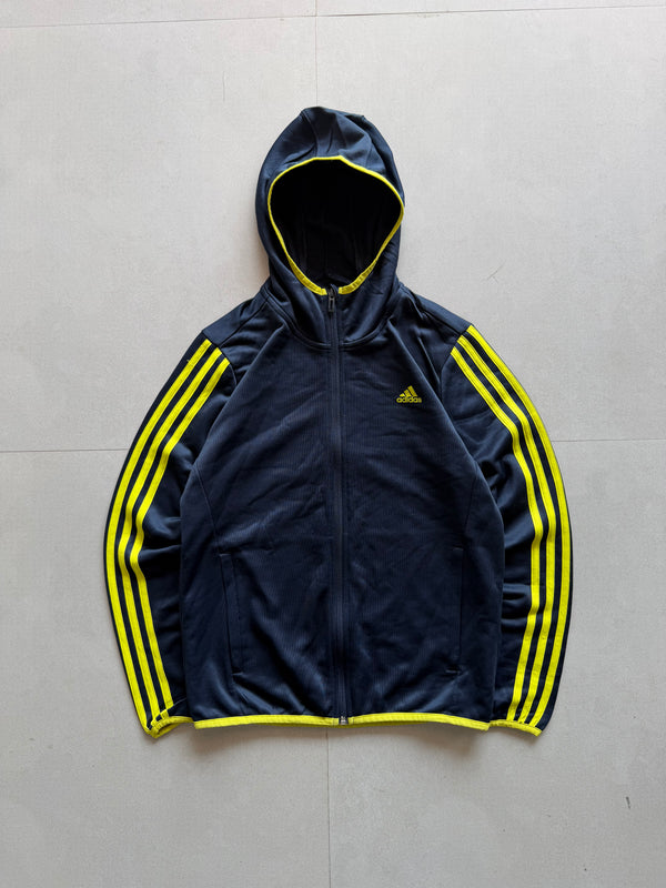 ADIDAS STRIPED HOODED JACKET - XS