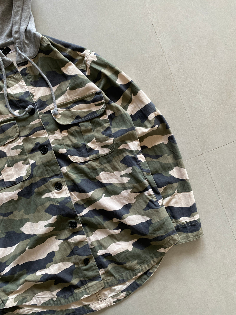 H&M CAMOUFLAGE HOODED JACKET - S