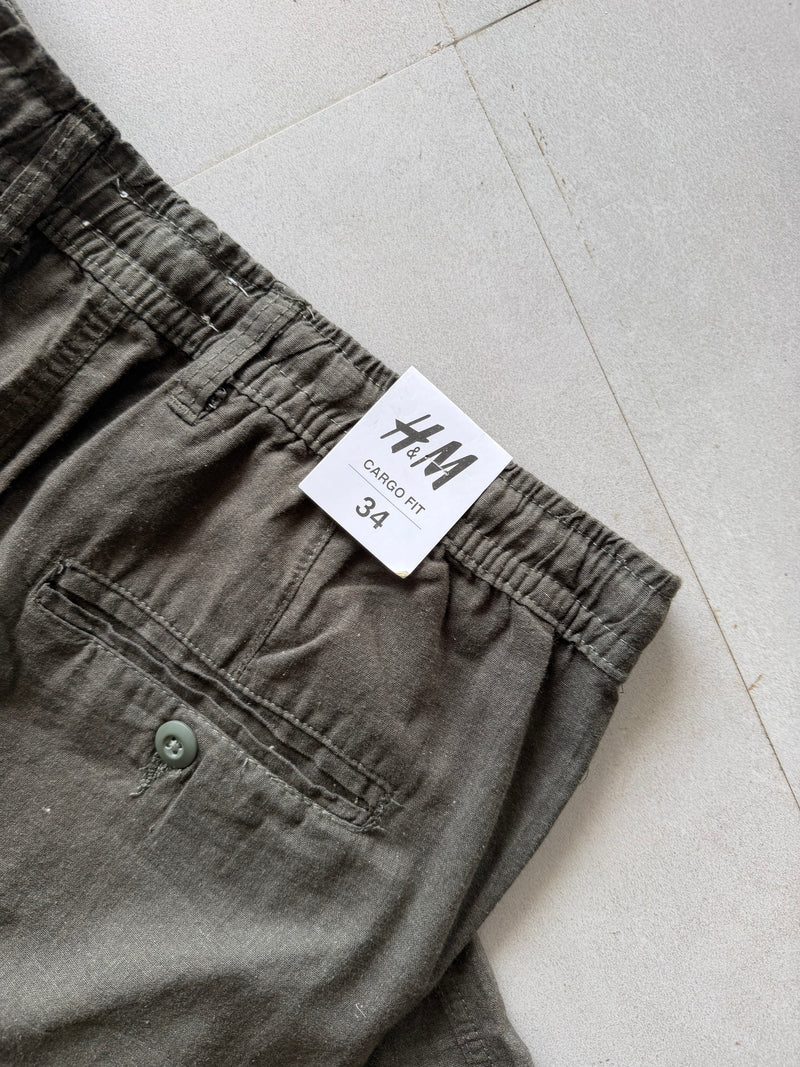 H&M GREEN LINEN PANT - M