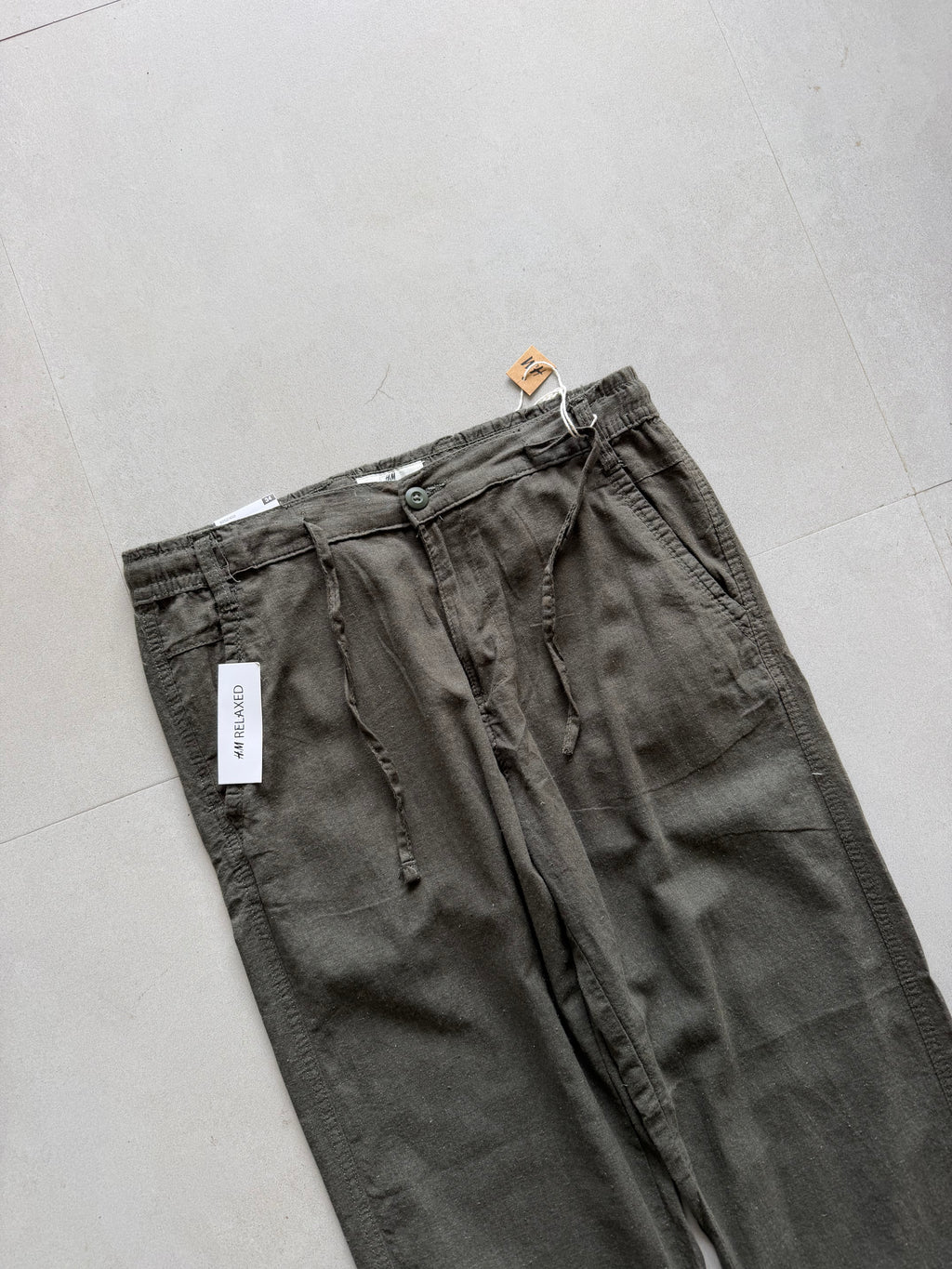 H&M GREEN LINEN PANT - M