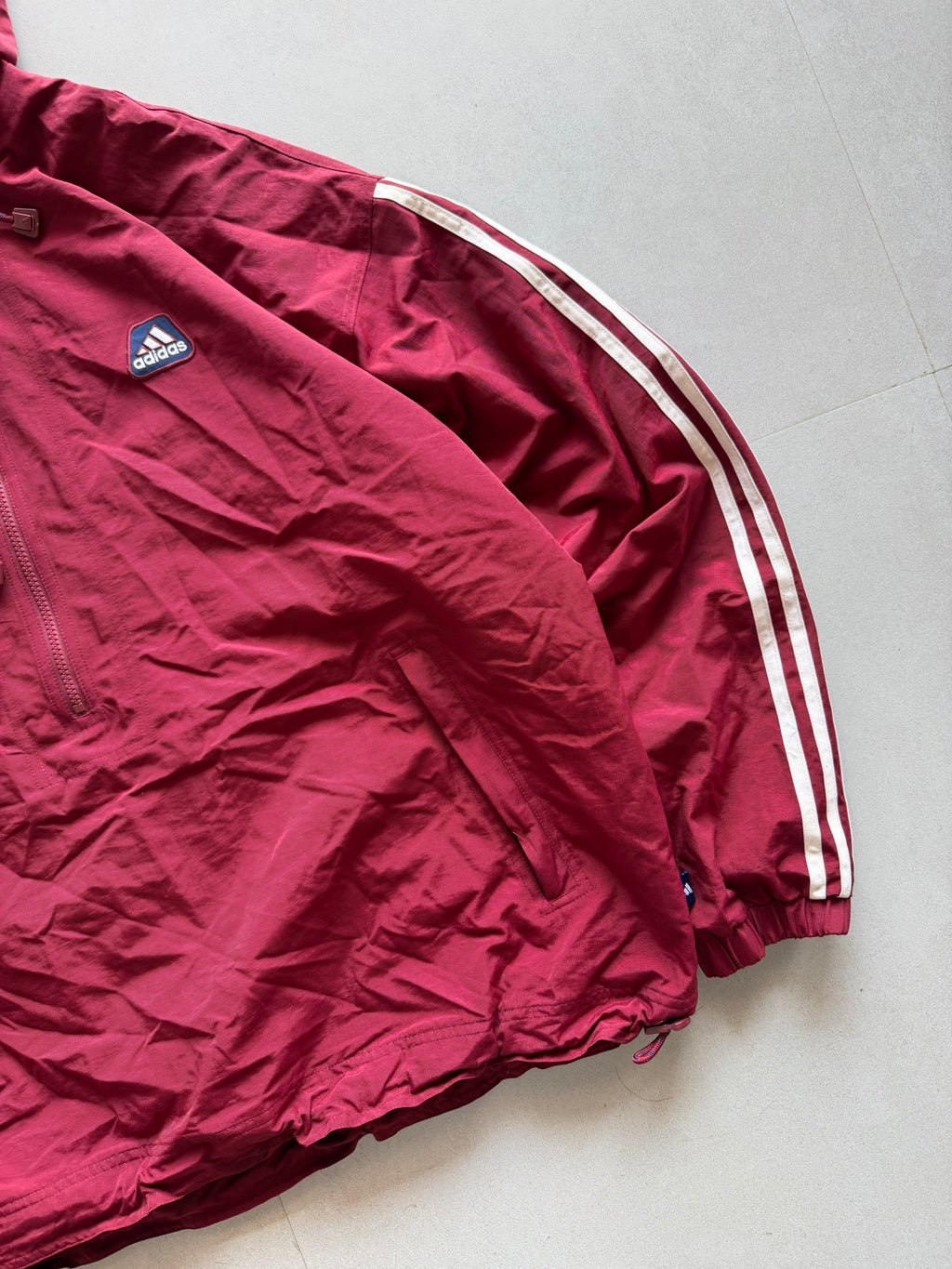 90S ADIDAS STRIPED HOODED JACKET - XXL